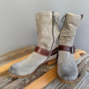 Sofft water proof gray suede slouchy boots - low heel - side zip - round toe - 9